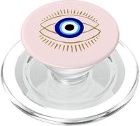 Amulette Nazar Mauvais œil bleu sur fond rose avec cils PopSockets PopGrip pour MagSafe