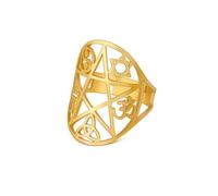 Amulette Pentacle Pentagramme Bague En Acier Inoxydable Triquetra Croix Étoile de David Yin Yang OM Symbole Bijoux pour Femmes Hommes