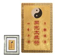 Amulette Tai Sui dorée - Carte d'amulette chinoise Feng Shui | Cartes talisman traditionnelles multifonctionnelles, symbolisent la fortune et la prospérité du succès pour la bonne chance