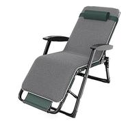 AMULONG Chaise Longue Pliante Terrasse et Jardin Zéro Gravité Chaise Pelouse Patio Siège avec Oreiller Extérieur Réglable À Manger Inclinable Chaises Longues Pliantes pour Pont(B+Cushion)