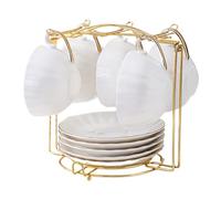 AMULONG Coffee Mug Holder Support à tasses thé en métal, support café pliable, organisateur for cuillères et soucoupes Restaurant Et Bar