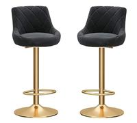 AMULONG Cuisine Tabouret Bar Haut Chaise De Bar en Velours, Tabourets Hauts Réglables avec Repose-Pieds Et Dossier, Comptoir, Domestique, Ensemble 2 Pièces Chaise Ilot Central(Black)