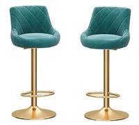 AMULONG Cuisine Tabouret Bar Haut Chaise De Bar en Velours, Tabourets Hauts Réglables avec Repose-Pieds Et Dossier, Comptoir, Domestique, Ensemble 2 Pièces Chaise Ilot Central(Grün)