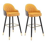 AMULONG Cuisine Tabouret Bar Haut Ensemble De 2 Tabourets Bar, Siège Rembourré en Cuir, avec Accoudoirs, Hauts, Chaise Chaise Ilot Central(B,Seat Height 65cm)