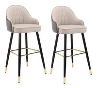 AMULONG Cuisine Tabouret Bar Haut Ensemble De 2 Tabourets Bar, Siège Rembourré en Cuir, avec Accoudoirs, Hauts, Chaise Chaise Ilot Central(A,Seat Height 75cm)