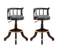 AMULONG Cuisine Tabouret Bar Haut Tabouret Réglable en Hauteur, Ensemble De 2 Tabourets Bar, Chaise Bois Massif, Rond Cuir, Relevable Rotatif Chaise Ilot Central(A)