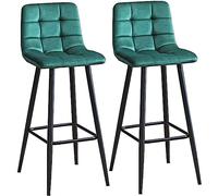 AMULONG Cuisine Tabouret Bar Haut Tabourets De Bar Chaises Comptoir Cuisine Ensemble 2 en Velours avec Pieds Métal, Hauts pour Chaise Ilot Central(Grün)