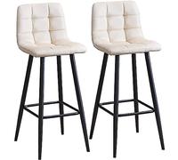 AMULONG Cuisine Tabouret Bar Haut Tabourets De Bar Chaises Comptoir Cuisine Ensemble 2 en Velours avec Pieds Métal, Hauts pour Chaise Ilot Central(White)