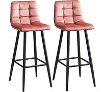 AMULONG Cuisine Tabouret Bar Haut Tabourets De Bar Chaises Comptoir Cuisine Ensemble 2 en Velours avec Pieds Métal, Hauts pour Chaise Ilot Central(Rosa)