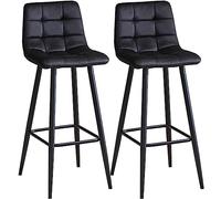AMULONG Cuisine Tabouret Bar Haut Tabourets De Bar Chaises Comptoir Cuisine Ensemble 2 en Velours avec Pieds Métal, Hauts pour Chaise Ilot Central(Black)