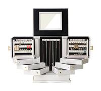 AMULONG Écrin à Accessoires Grande boîte à Bijoux Organisateur de avec 6 tiroirs présentoir Support Mallette Rangement Miroir Filles boîtes Cadeau Coffre de Rangement(A)