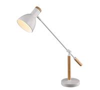 AMULONG Lampe de Lecture pour Dom Lampe De Bureau À Bras Long Réglable Protection Des Yeux Lampes En Bois Massif Simple Moderne Apprendre Table Fer Protection des yeux(White)