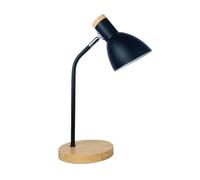 AMULONG Lampe de Lecture pour Dom Lampe De Bureau En Fer Forgé Avec Base Bois. Ampoule À Brancher Non Incluse Protection des yeux(Black)