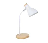 AMULONG Lampe de Lecture pour Dom Lampe De Bureau En Fer Forgé Avec Base Bois. Ampoule À Brancher Non Incluse Protection des yeux(White)