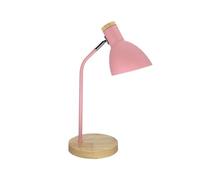 AMULONG Lampe de Lecture pour Dom Lampe De Bureau En Fer Forgé Avec Base Bois. Ampoule À Brancher Non Incluse Protection des yeux(Rosa)