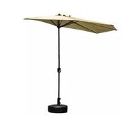 AMULONG Parasol, Parasol De Patio De 9,8 Pieds, avec Base Semi-Circulaire Et Manivelle, Imperméable, pour Piscine, Jardin, Arrière-Cour Salon de Jardin(A)