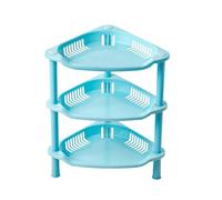 AMULONG Porte-Plante,Présentoir d'angle Étagère d'angle en Plastique, Caddie De Douche, Organisateur pour Salle Bain Intérieure, Baignoire, Salon, Cuisine Bibliothèque(Blue,3 Tier)