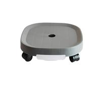 AMULONG Support de Pot de Fleurs à Roues, Chariot À Plantes avec roulettes, Bac Rond en Plastique Et Collecteur d'eau for Une Utilisation Intérieure Extérieure(Grey,33cm)