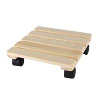 AMULONG Support de Pot de Fleurs à Roues, Plateau for Pot De Fleurs, Roue Universelle, Carré, Épais, Base Mobile en Bois, Balcon, Étagère Extérieure Plein Air(Yellow,25cm)