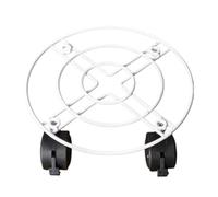 AMULONG Support de Pot de Fleurs à Roues, Support De Pot Fleurs Mobile Rond en Fer Épaissi avec Poulie Frein Universelle(White,21cm)