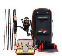 AMUNDSON - Canne & Moulinet Savvy Rider-Canne IM6 Graphite Carbon-Set de pêche pour camping, randonnée & kayak-Adapté à l'eau douce et salée & à toutes les saisons-Pour débutants & pêcheurs à la ligne