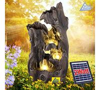 AMUR Cascade Jardin Solaire avec Lumière LED et Batterie Li-ION - Tronc d’Arbre en Polyrésine pour Embellir Votre Terrasse, Jardin, Véranda et Apaiser Votre Esprit