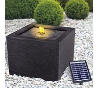 AMUR Fontaine de Jardin Solaire Design Autonome avec Batterie Li-ION et Lumière LED pour Votre Terrasse, Balcon - Ambiance Zen