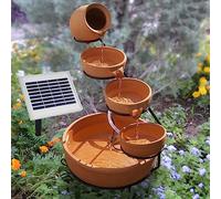 AMUR Fontaine Solaire Cascade Cruche et Bols en Argile 55 cm - Déco Originale pour Votre Jardin, Terrasse ou Balcon