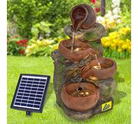 AMUR Fontaine Solaire de Jardin avec Batterie Li-ION et Lumière LED - Fontaine Décorative 4 Cruches pour Sublimer Votre Terrasse, Balcon - Fonction de Démarrage Instantanée