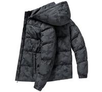 Amur Leopard Doudoune Enfant Garçon Veste Matelassée à Capuche Manteau Hiver en Coton Épais Chaud, Noir, 130/5-6 Ans