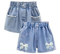 Amur Leopard Enfant Fille Shorts Jeans Ensemble de 2pcs Shorts en Denim Respirants Pantalons Courts Bermudas Été, Bleu A, 110/XL/5-6 Ans