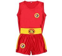 Amur Leopard Enfant Uniforme de Boxe Garçon Fille Costume d'Arts Martiaux Vêtements de Combat Costume de Boxe pour Entraînement Performance, Rouge, 120/5-6 Ans