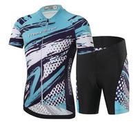 Amur Leopard Enfant Unisexe Ensemble de Maillot de Cyclisme Garçon Fille T-Shirt à Manches Courtes + Cuissard Shorts avec Coussin à Séchage Rapide, Bleu-Set, XXXL/12-13 Ans
