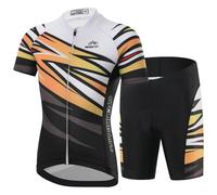 Amur Leopard Enfant Unisexe Ensemble de Maillot de Cyclisme Garçon Fille T-Shirt à Manches Courtes + Cuissard Shorts avec Coussin à Séchage Rapide, Jaune-Set, XXXL/12-13 Ans