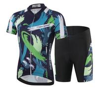 Amur Leopard Enfant Unisexe Ensemble de Maillot de Cyclisme Garçon Fille T-Shirt à Manches Courtes + Cuissard Shorts avec Coussin à Séchage Rapide, Multicolore-Set, XXL/10-11 Ans