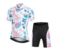 Amur Leopard Ensemble Maillot de Cyclisme Enfant Garçon Fille & Cuissard Shorts avec Coussin Respirant Jersey de Cycliste à Motif Dessin Animé