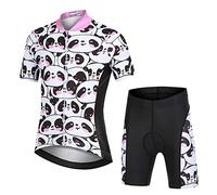 Amur Leopard Ensemble Maillot de Cyclisme Enfant Garçon Fille & Cuissard Shorts avec Coussin Respirant Jersey de Cycliste à Motif Dessin Animé