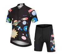 Amur Leopard Ensemble Maillot de Cyclisme Enfant Garçon Fille & Cuissard Shorts avec Coussin Respirant Jersey de Cycliste à Motif Dessin Animé