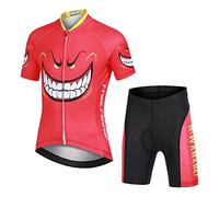 Amur Leopard Ensemble Maillot de Cyclisme Enfant Garçon Fille & Cuissard Shorts avec Coussin Respirant Jersey de Cycliste à Motif Dessin Animé