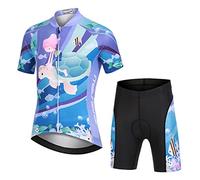 Amur Leopard Ensemble Maillot de Cyclisme Enfant Garçon Fille & Cuissard Shorts avec Coussin Respirant Jersey de Cycliste à Motif Dessin Animé