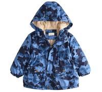 Amur Leopard Manteau Hiver Enfant Garçon Doudoune à Capuche Veste Matelassée Imprimée de Camouflage, Bleu, 110/3-4 Ans
