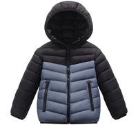 Amur Leopard Veste Matelassée Enfant Garçon Manteau Rembourré en Coton Blouson Hiver Bicolore à Capcuhe, Gris, 170/12-13 Ans