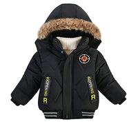 Amur Leopard Veste Matelassée Garçon à Capuche Doudoune Enfant Manteau Hiver en Coton Épais Chaud, Noir, 110/3-4 Ans