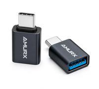 Amurx Lot de 2 adaptateurs USB C vers USB A, USB 3.2 Gen 2, 10 Gbit/s, OTG, 3 A, charge rapide, pour iPhone 17/16, MacBook, iPad, Samsung, Dell XPS, Surface