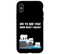 Amusant Amoureux de l'hiver, Jeu de Mots, Disant Ours Polaires sur la Falaise de la mer Coque pour iPhone X/XS
