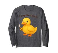 Amusant Canard Jaune, J'Ai Besoin de Snacks, Animal, Maman, Papa Manche Longue