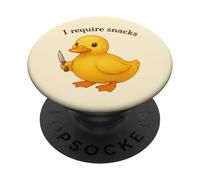Amusant Canard Jaune, J'Ai Besoin de Snacks, Animal, Maman, Papa PopSockets PopGrip Adhésif