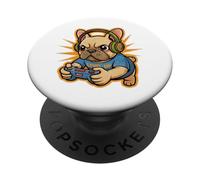 Amusant Frenchie Gamer ! Mignon Bouledogue Français Gamer PopSockets PopGrip Adhésif