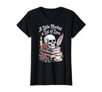Amusant, Gothique, Romance, esthétique, Lecture Confortable, Ambiance d'amour morbide T-Shirt Graphique avec Valeur, Femme, Noir, S