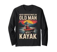 Amusant kayak grand-père kayakiste aventure amateur de kayak Manche Longue